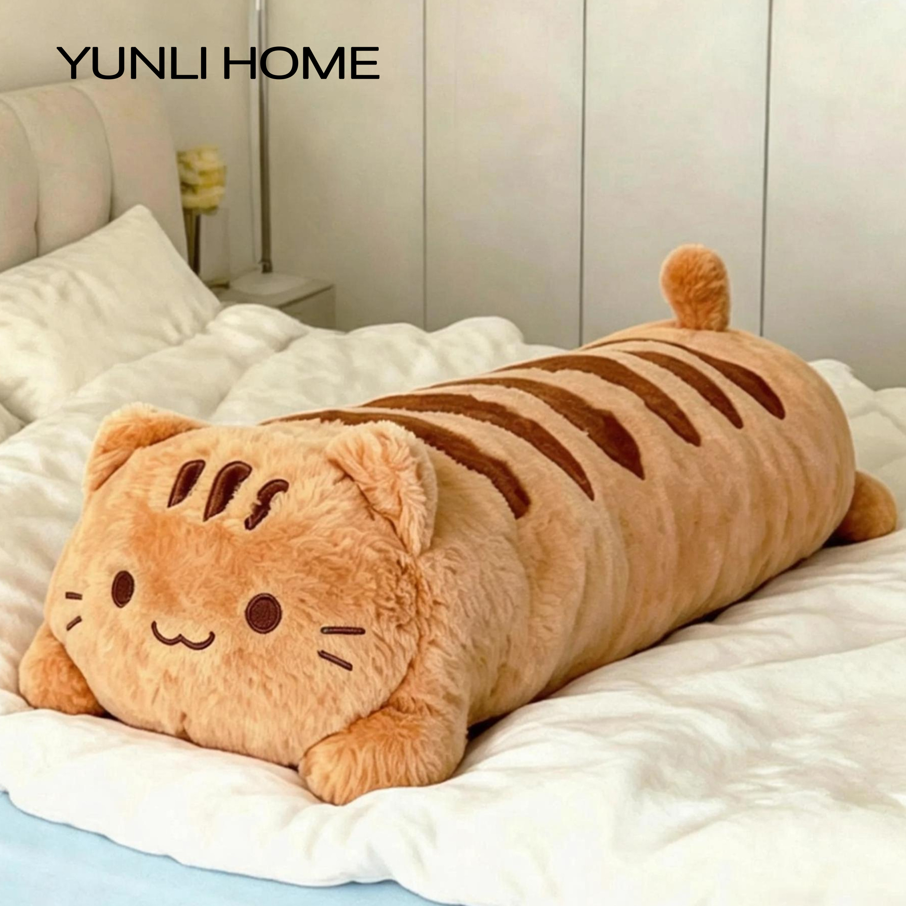 可爱趴趴橘猫咪毛绒玩偶长条抱枕