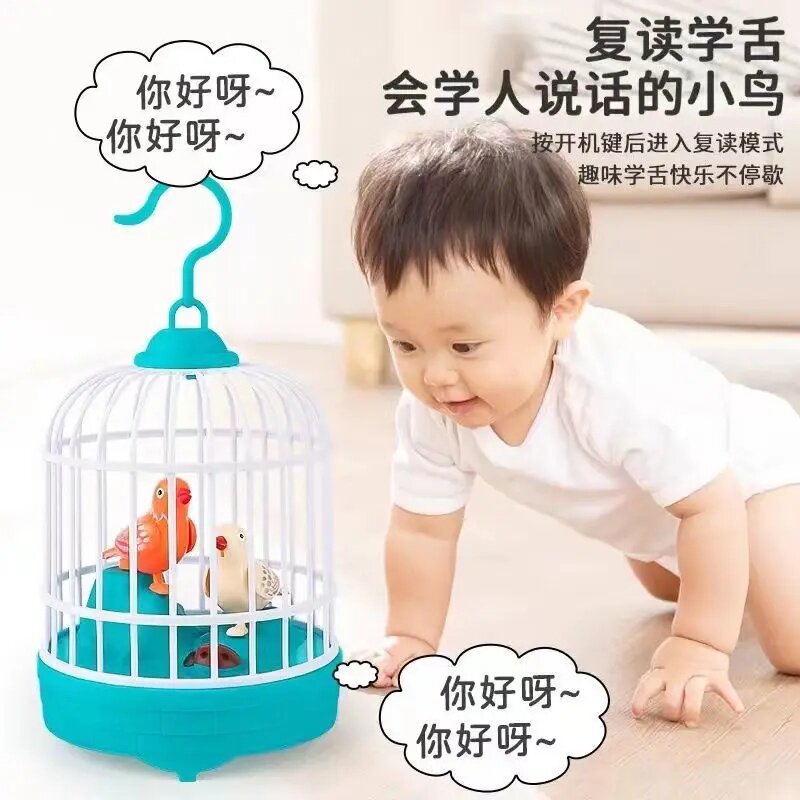 儿童电动声控仿真鸟笼玩具