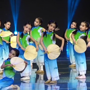 城外小月亮演出服儿童古典舞外婆桥我还小风吹稻花香两岸蒲扇道具