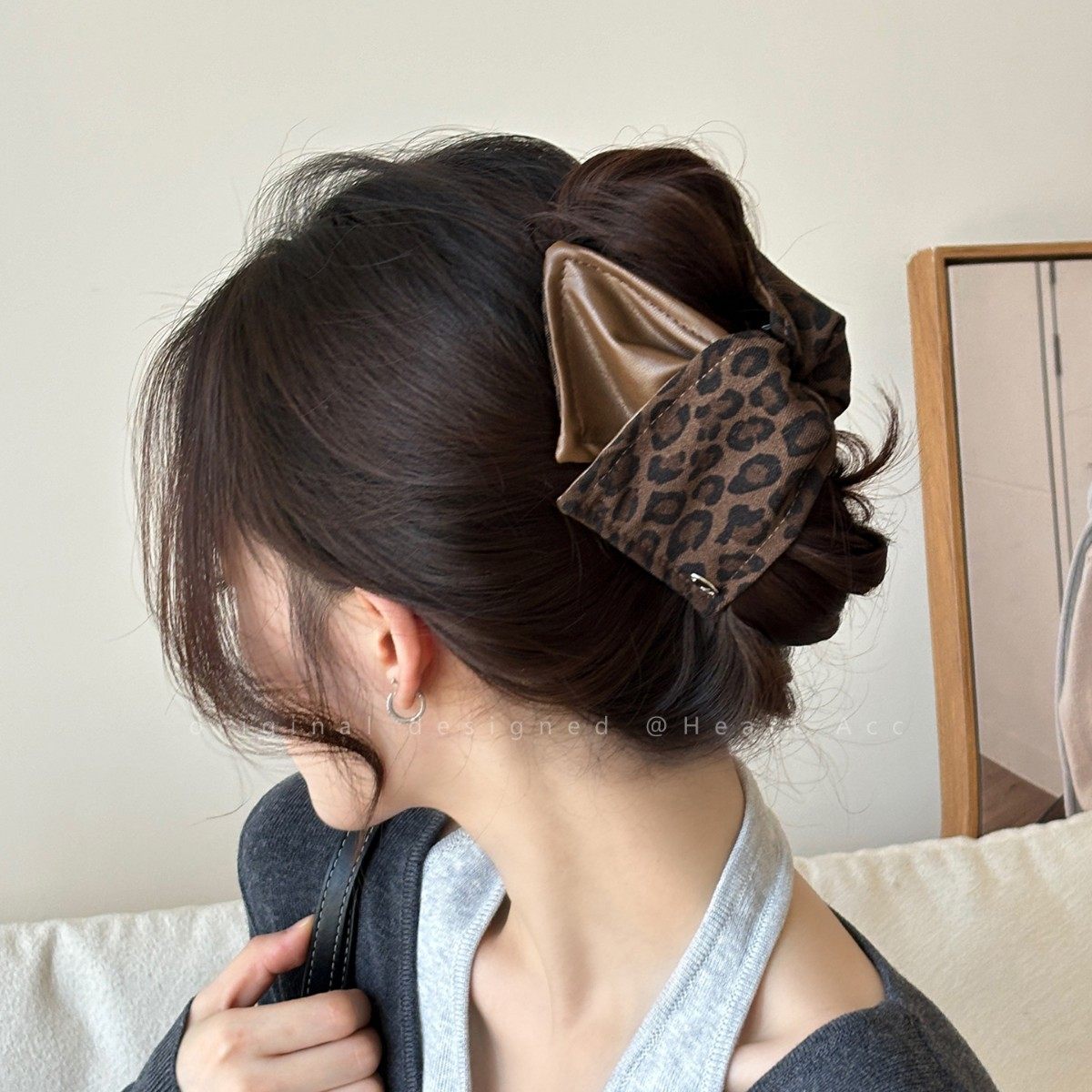 复古豹纹拼接三角抓夹女小众高级感气质发饰2025新款后脑勺盘发夹,饰品/流行首饰/时尚饰品新,发饰,淘宝优惠券,粉丝福利购,淘宝优惠卷