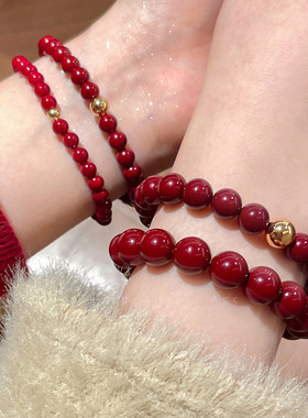 安可拉红串珠手链女气质显白新中式手串轻奢小众高级感中国风手饰