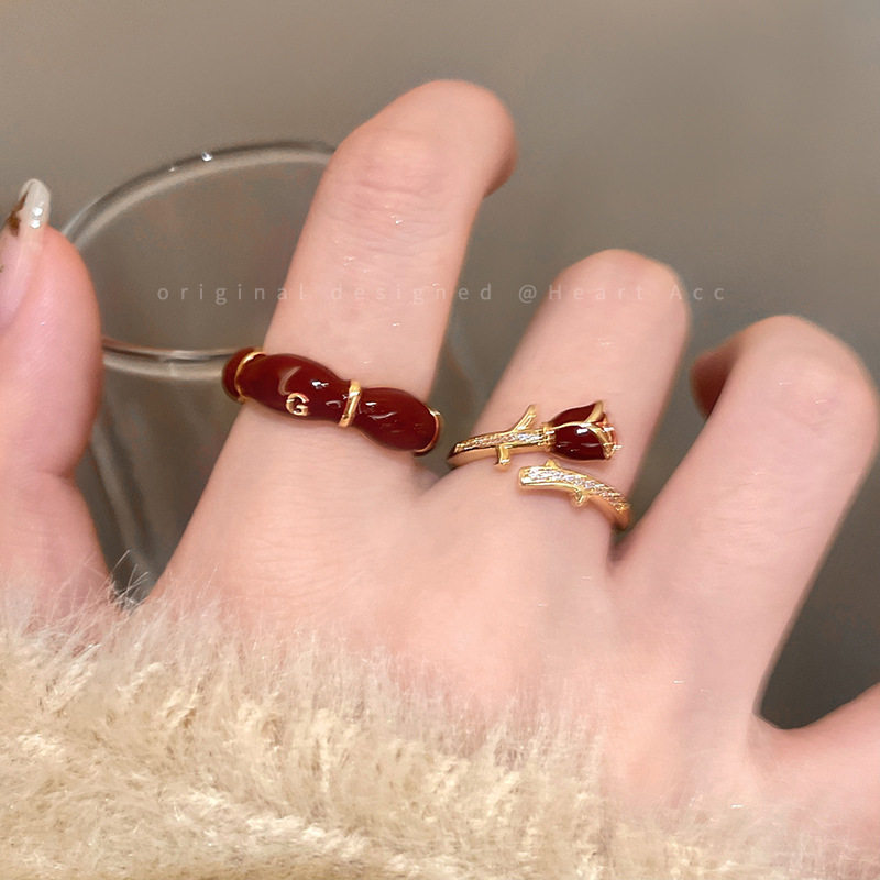 安可拉红色滴釉玫瑰开口戒指女复古气质叠戴食指戒轻奢高级感指环,饰品/流行首饰/时尚饰品新,戒指/指环,淘宝优惠券,粉丝福利购,淘宝优惠卷