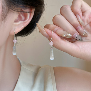 烟雨江南~新中式猫眼石吊坠耳环女古风汉服耳坠耳挂搭配旗袍耳饰