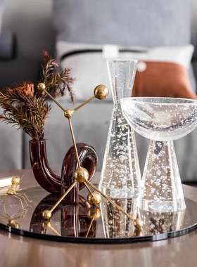 现代轻奢小蛮腰水晶烛台气泡摆件样板房边几玄关酒柜餐边柜摆设