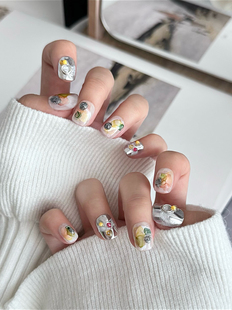 「银光幻彩」 ins风 纯手工穿戴甲水墨晕染美甲小众风格