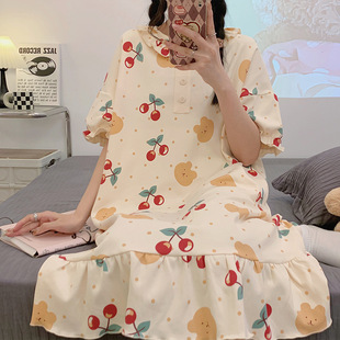 阪织屋官方旗舰店法式复古风睡裙2024春夏纯棉宫廷风长睡衣仙女生