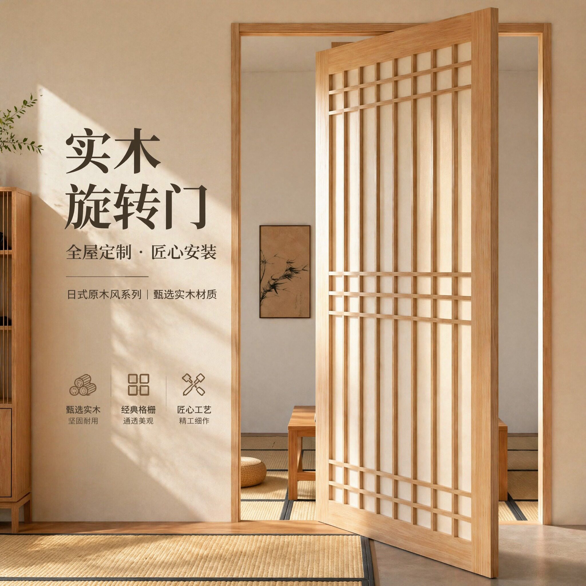 定制中轴360度旋转门实木转轴门客厅阳台室内隐形门隔断门偏轴门