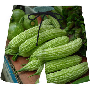 2024夏季egly清凉苦瓜T恤搞笑奇葩衣服男女苦瓜蔬菜主题印花套装