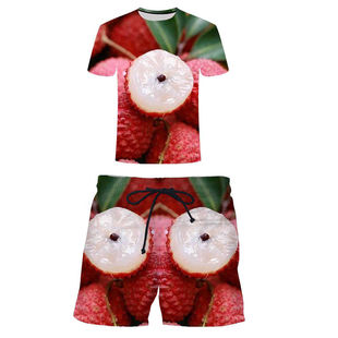 egly夏季荔枝妃子笑图案印花创意t恤卖水果特色直播搞笑奇葩衣服