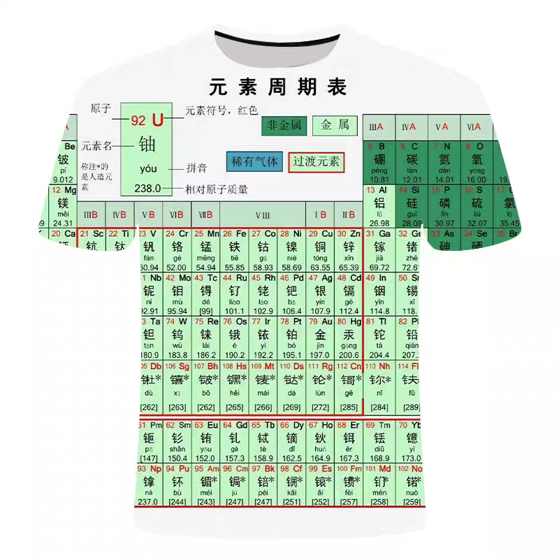 夏季短袖男eglyT恤 化学元素周期表薄款帅气图案印花短袖学生款