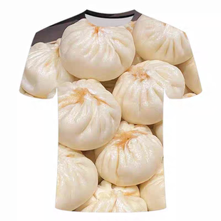 egly夏季美味肉馅包子衣服卖包子个性工作服食物图案搞笑奇葩T恤