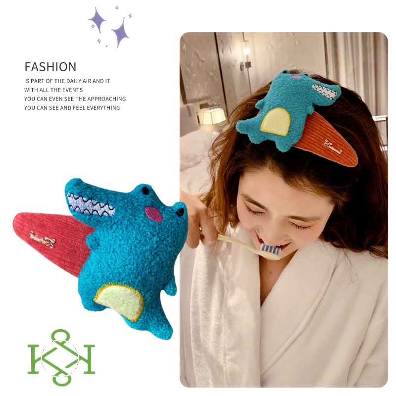 韩版大号网红恐龙洗脸前额bb夹可爱少女侧边刘海夹卡通水果碎发夹