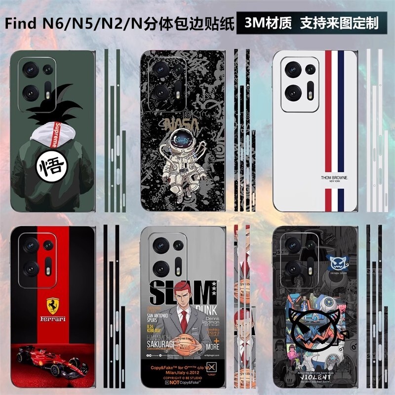 适用于OPPO Find N6/N5/N2/N3手机背膜全包边框彩膜后盖背膜镜头彩膜中轴铰链保护膜贴膜定制OPPOFindN6贴纸