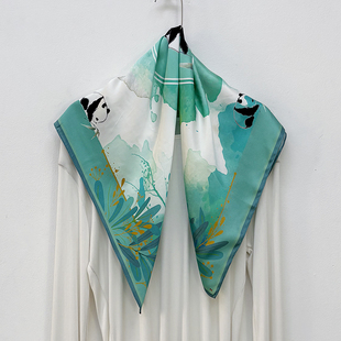 桑蚕丝围巾作搭配 外贸真丝印花方巾丝巾 2件 包邮