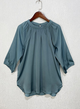 重磅真丝弹力双乔缎七分袖T恤
