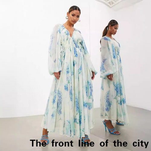 SexySplitBubbleSleeveTiedDress