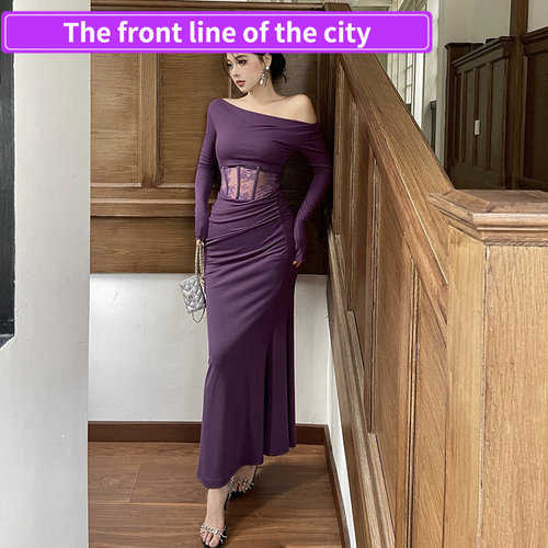Sexyslimlacepartyminidress一字