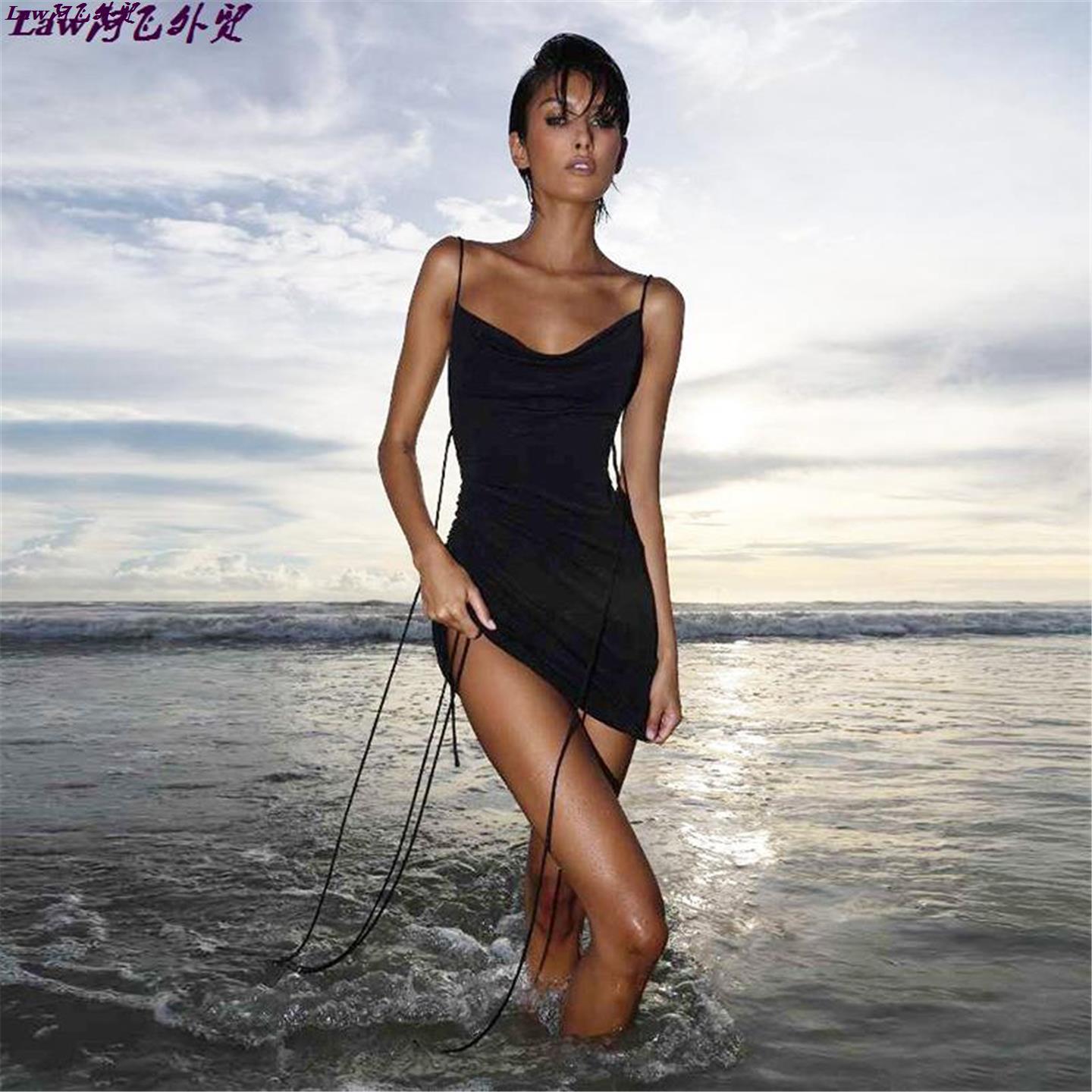 Nightclub slim lace short long sleeved knitted dress外贸亚马