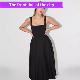 Fashion Strap Split 中长 for Women现货简约肩带修身 Dress Sexy