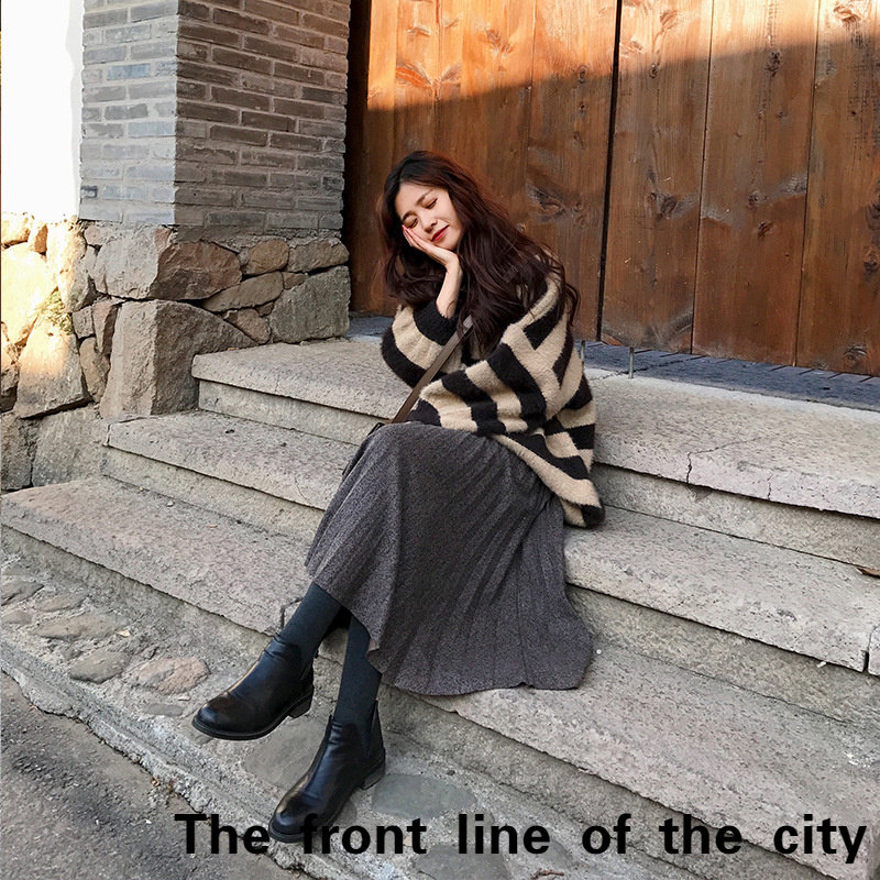 Large casual sexy cotton linen dress褶长裙纯色毛呢半身裙摆裙