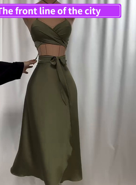 Sexy Split Strap Fashion Dress for Women现货抹胸修身收腰海边