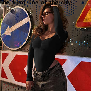 sexy hip hugging Lace 纯色基础款 fit dress秋冬新款 低胸U slim