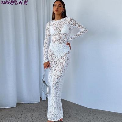 Nightclub slim lace short long sleeved knitted dress2023秋季