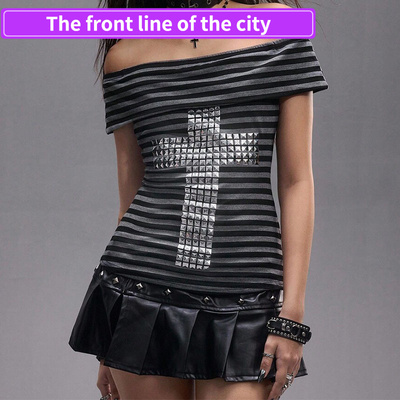 PrintedV-neckstraplessoff-shou