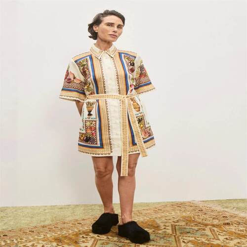 Printed V-neck Bubble Women's Chiffon Dress亚马逊休闲亚麻印