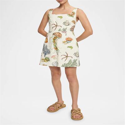 Sexy printed lace up vacation top set women's dress亚马逊棉