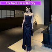 dress高开叉礼服连衣裙女秋季 Sexy 御姐收 party mini slim lace