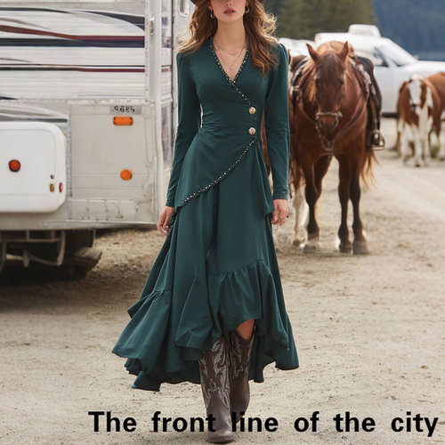 SexySplitBubbleSleeveTiedDress