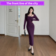 slim dress紫色长袖 lace Sexy party mini 针织连衣裙女裙子修身