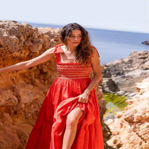 Sexy Deep V Flower Dress Printed Satin Vacation Long Dress打