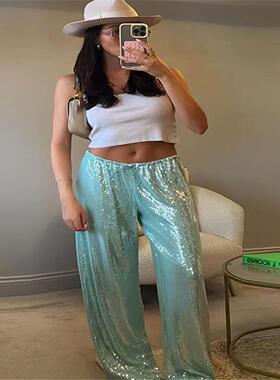deep V backless sequined tank top sexy slim fit dress年时尚
