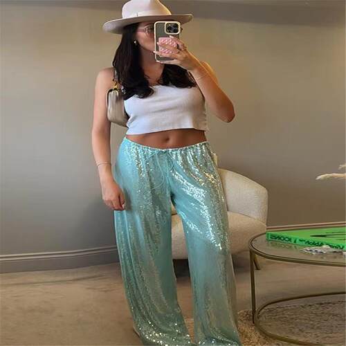 deep V backless sequined tank top sexy slim fit dress年时尚
