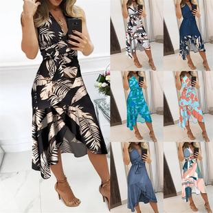 vacation casual lace Sexy shirt camisole dress夏 printed