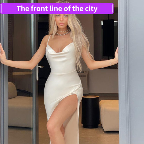 SexydeepVruffledslitdress吊带