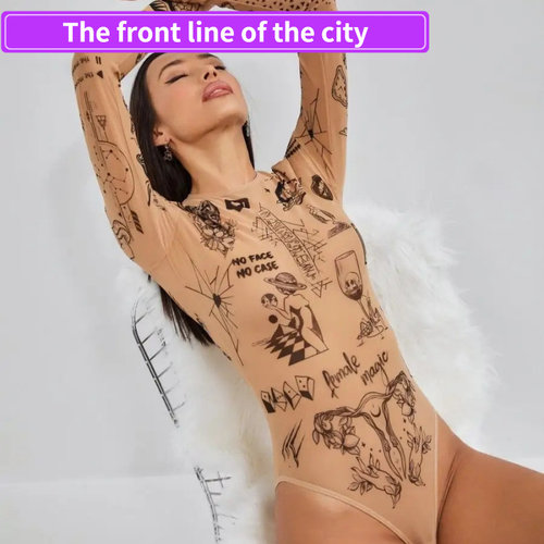 PrintedV-neckstraplessoff-shou