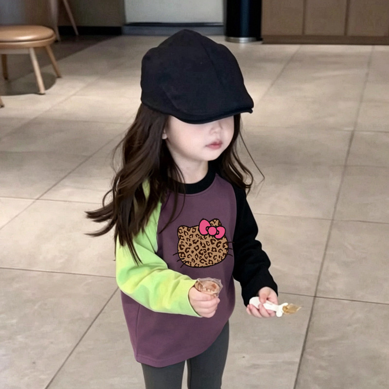 女童长袖上衣早秋新款卡通印花休闲圆领打底衫宝宝洋气宽松t恤潮