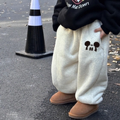 子秋冬季 新款 卡通印花加绒束脚裤 儿童裤 男女童宝宝洋气运动休闲裤