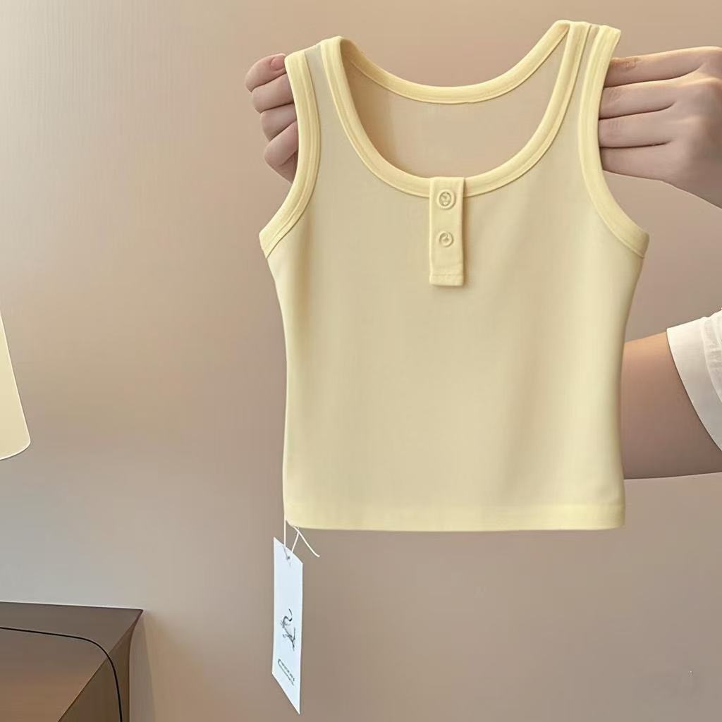 儿童背心夏季装新款纯色无袖上衣男女童宝宝休闲薄款百搭工字背潮