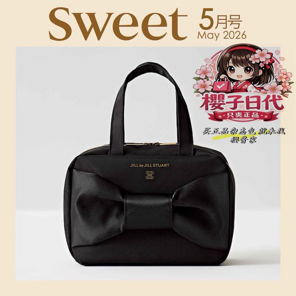 樱子日本购JILL by JILL STUART黑色蝴蝶结樱桃图案收纳包小方包
