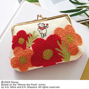 樱子日本购维尼熊Winnie the Pooh立体刺绣布艺收纳手机包口金包