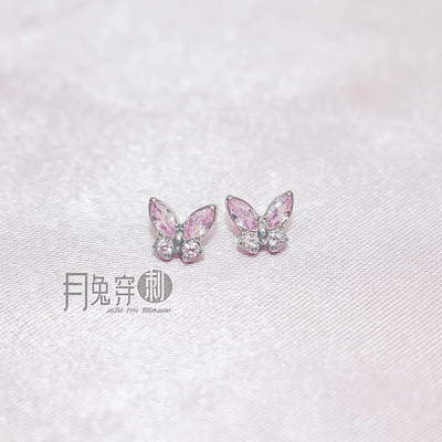 钛合金镶钻蝴蝶耳钉F136钛