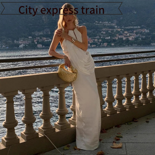 hollow dress法式 pleated fit 名媛气质礼服长裙性感修 slim Sexy