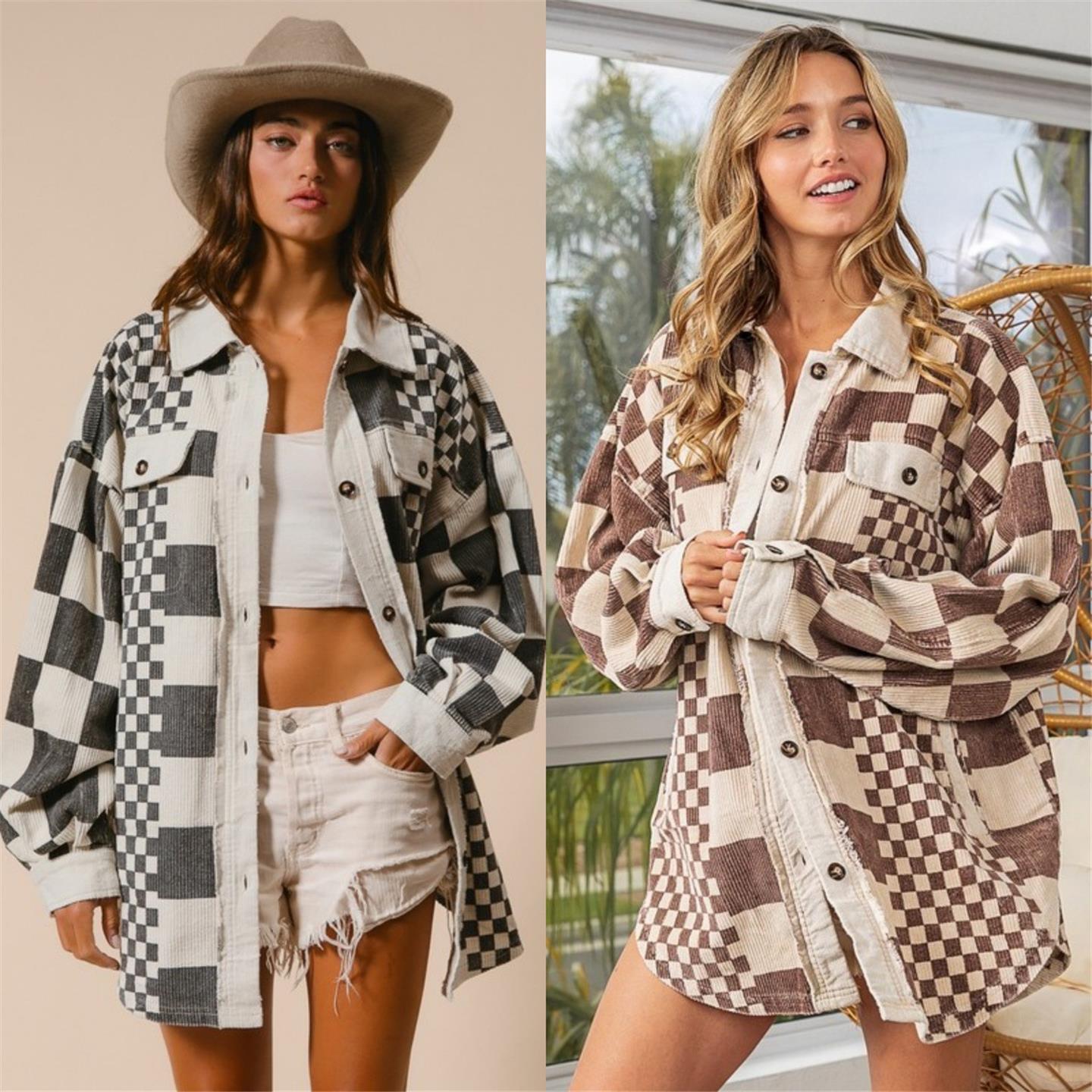 Seaside Beach Vacation Split Sex Dress25春季女装格纹印花夹克