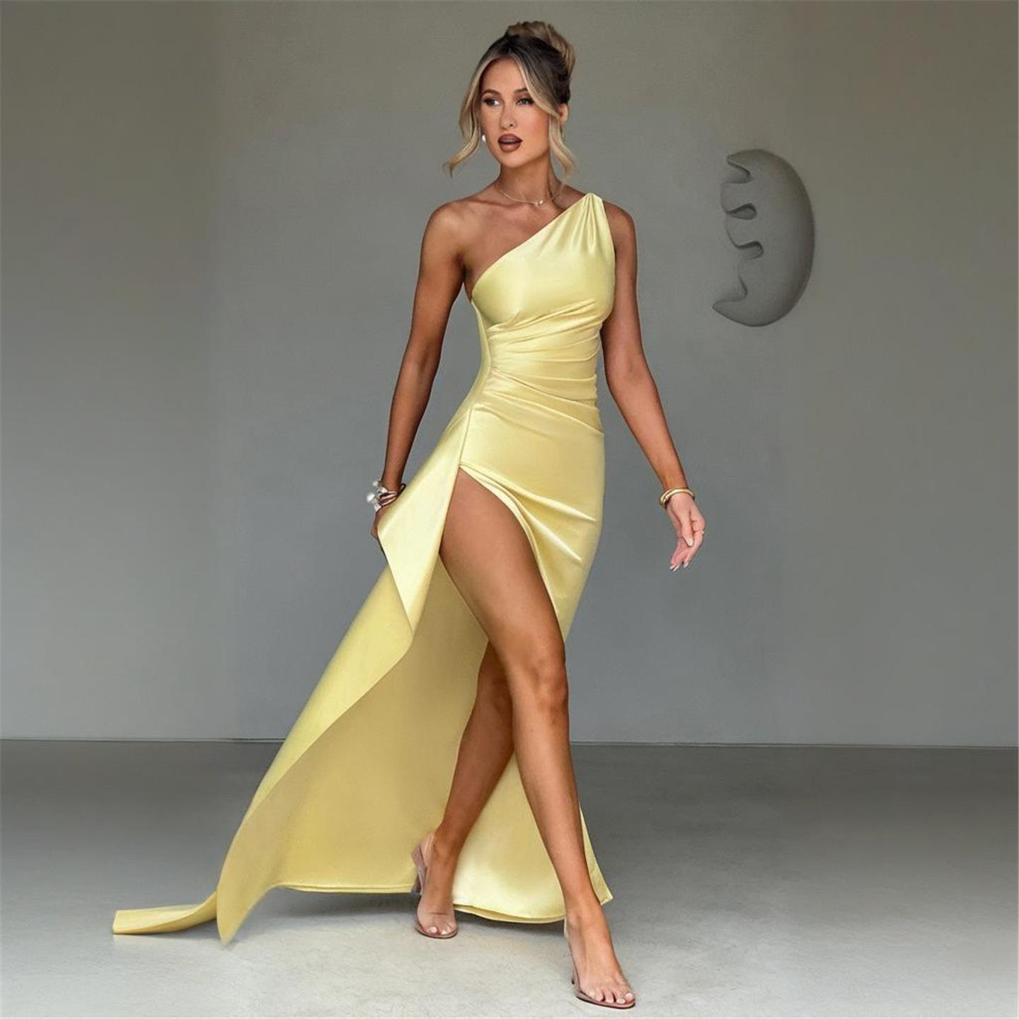 Sexy dress women's slim neck hanging strap print suit现货夏