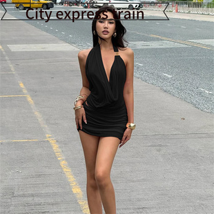 sexy fit slit dress women街头风性感镂空深 Strapless for slim