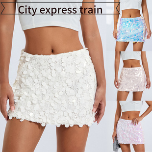 embroidered 大小不规则 Women sequined sexy dres春季 neck